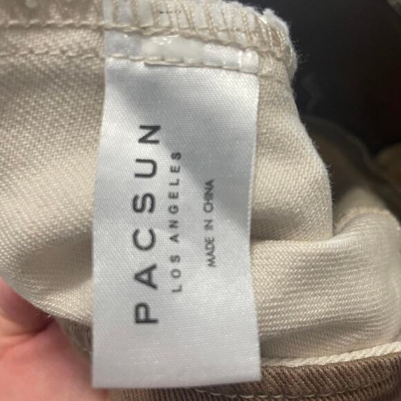 PacSun Patchwork Denim Mini Skirt โ Brown/Khaki, Size 24 - Picture 8 of 8